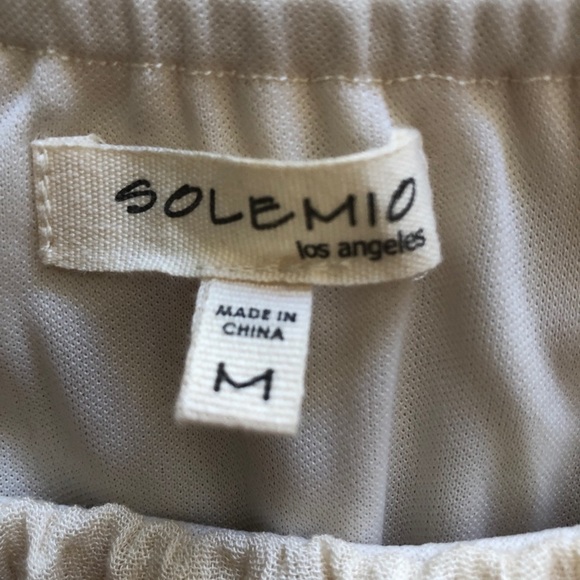 Solemio Los Angeles off the Shoulder Boho Cream Top 3/4 flare sleeve Size M - Picture 6 of 9